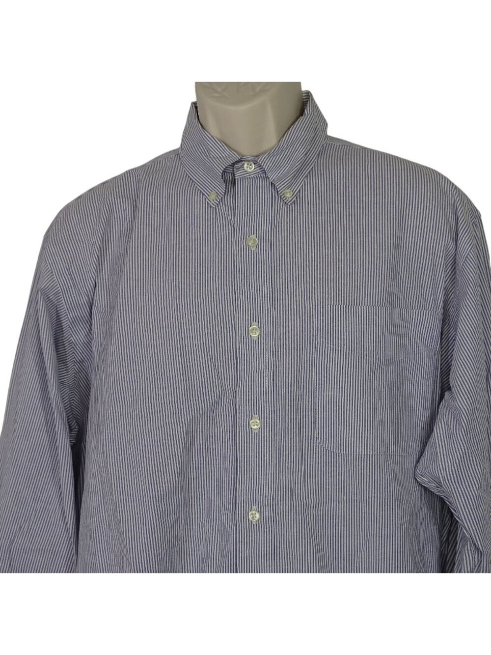 Ralph Lauren Slim Blake Blue White Stripe Button Down Shirt Men Size L Long Slv